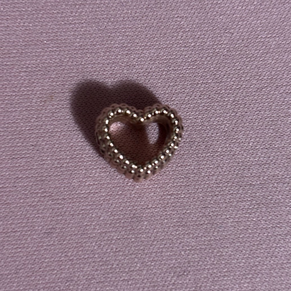 Pandora Jewelry Beaded Open Heart Charm in Rose Gold Color